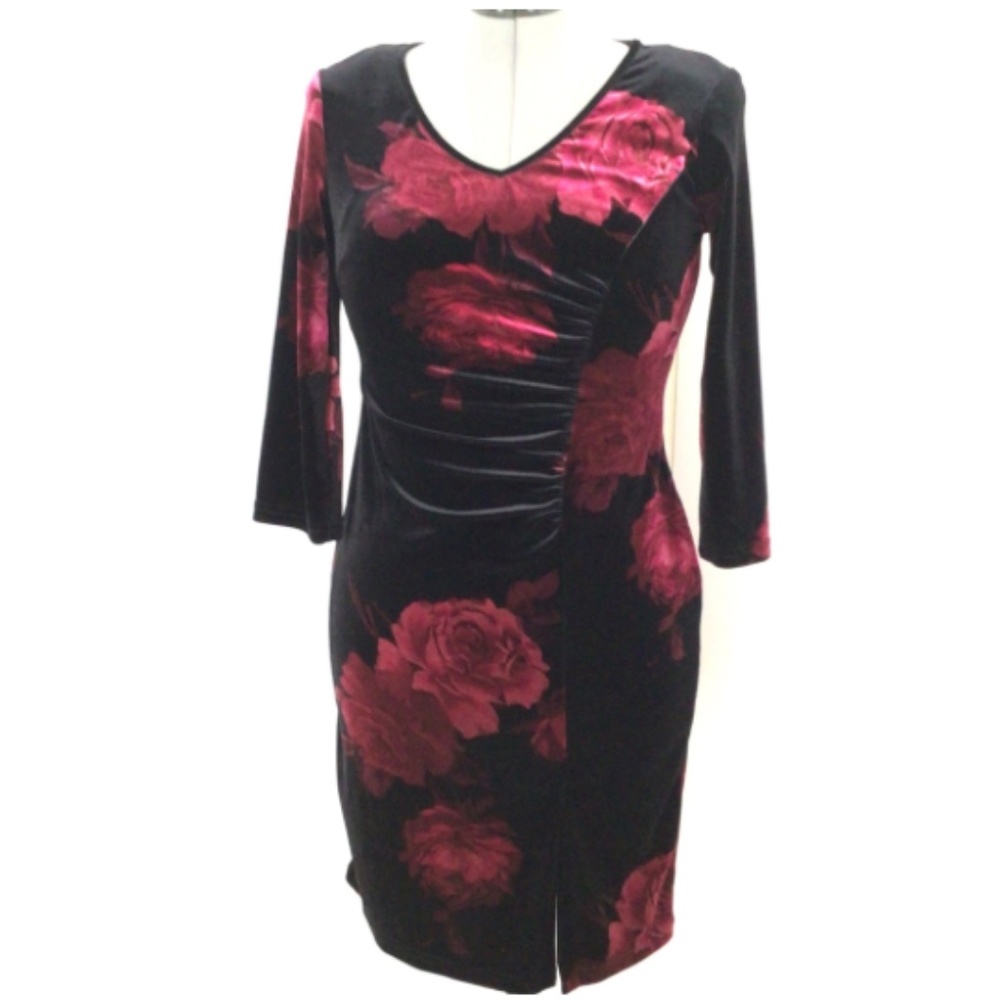 Robbie Bee 80s Draped Velour Velvet Dress
